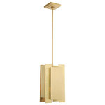 Livex Lighting - Livex Lighting Satin Brass 1-Light Mini Pendant - This stylish, modern one light mini pendant features a chic look and can be mounted any where in the home from over a kitchen island to a powder room sink. Its light design is created with square and rectangular panels of solid brass in a satin brass finish.