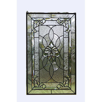 20" x 34" Stunning Handcrafted All clear bevel glass window Panel