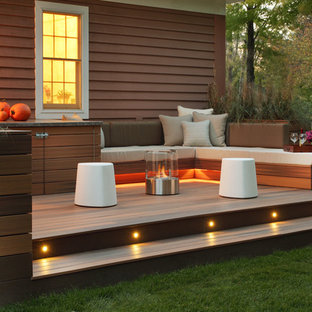 他の地域のトランジショナルスタイルのおしゃれなテラス・中庭 (ファイヤーピット) の写真