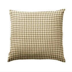Custom Olive Green and White Houndstooth Throw Pillow - Decorative Pillows