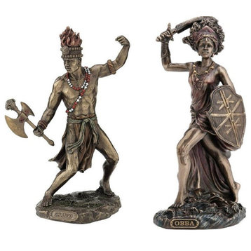 Shango Chango and Obba Couple - God and Goddess Yoruba African Sculpture Statue