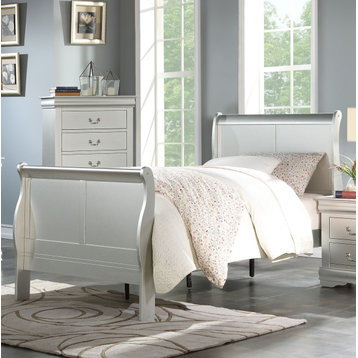 ACME Louis Philippe III Twin Bed, Platinum