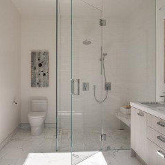 Bathroom Vanity and Shower Separated by Pony Wall or Full Height Wall