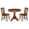 5Pc Round 36" Table And Four Kitchen Wood Seat Chairs