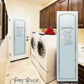 Laundry Room Door - Sandblast Frosted Glass - THRU THE WRINGER 2D