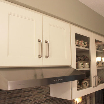 Refaced 2-tone kitchen, Base Cabinets - Harbor Mist; Wall Cabinets - Divinity