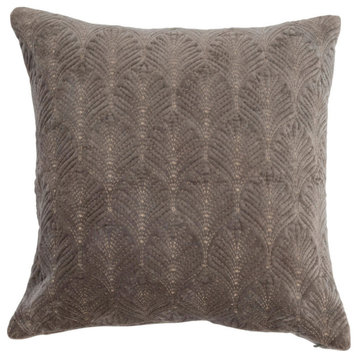 Cotton Velvet Embroidered Pillow With Gold Metallic Thread