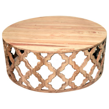 Sari 42" Open Trellis Solid Wood Coffee Table