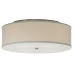 Visual Comfort Modern Collection - Tech Lighting Mulberry Ceiling Light, Incandescent, White, Satin Nickel - Round fabric flush mount. Glass diffuser provides a glare free wash of light highlighted with satin nickel detail. Available in two sizes and two lamp configurations. Small version includes two 60 watt or equivalent A19 medium base lamps or two 18 watt GX24Q-2 base triple tube compact fluorescent lamps. Large version includes four 60 watt or equivalent A19 medium base lamps or four 18 watt GX24Q-2 base triple tube compact fluorescent lamps.