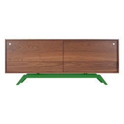 Eastvold Furniture - Elko Credenza, Walnut, Green Base - Buffets And Sideboards