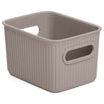 Superio - Superio Ribbed Storage Bin, Plastic Storage Basket, Taupe, 1.5 L - Organizing your space with these colorful storage bins, from baby clothes to living room extra organization, keep your surroundings neat and tidy. The storage basket comprises thick plastic with a built-in handle with a ribbed design and solid construction, ideal for organizing closet and pantry items.