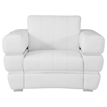 Ferrara Genuine Italian Leather Modern Chair, White