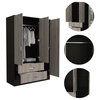 Gangi 120 mirroed armoire - black+light grey