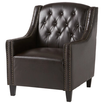GDF Studio Nottingham Tufted Leather Club Chair, Brown