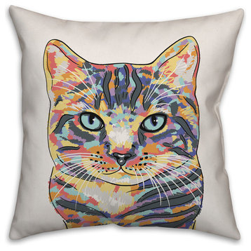 Watercolor Cat Throw Pillow Cover