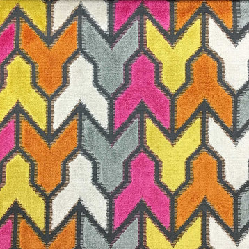 Rocket Geometric Cut Velvet Upholstery Fabric, Confetti