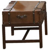 Riverside Furniture Latitudes Suitcase End Table in Aged Cognac Wood