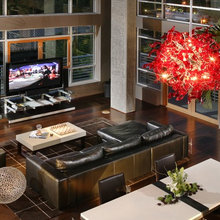 TV  console in front of window