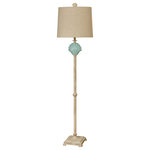 StyleCraft Home Collection - Ceramic Clamshell Floor Lamp With Natural Linen Drum Shade - Accent your decor with this lovely Floor Lamp.