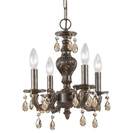 Paris Market 4 Light Mini Chandelier in Venetian Bronze With Crystal