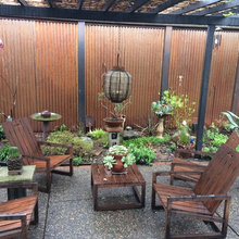 Garden against Corten Steel Privacy Fence