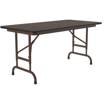 Correll 22-32"H Adjustable Height Melamine Top Folding Table in Walnut
