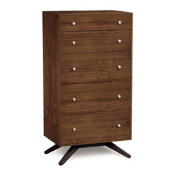 Astrid Walnut 5 Drawer Chest of Drawers - Dressers