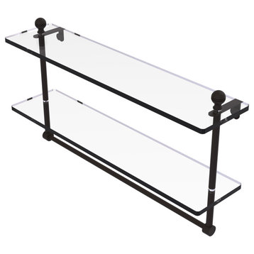 Mambo 22" Two Tiered Glass Shelf with Towel Bar, Oil Rubbed Bronze