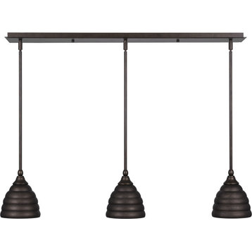 Linear Beehive Pendalier - Bronze, Bronze Double Bubble Metal Shade, Small