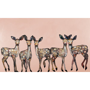 GreenBox Art Rustic Black Culture Three Giraffes on Cream by Eli Halpin 5 x 7 Mini Framed Canvas 