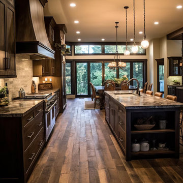 Nature-Inspired Luxury: Warm Wood Kitchen with Panoramic Views