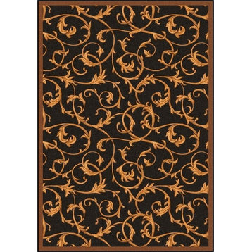 Joy Carpets Any Day Matinee, Theater Area Rug, Acanthus, 10'9"X13'2", Brown
