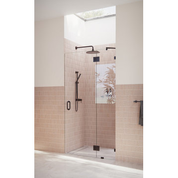 78"x36.25" Frameless Shower Door, Glass Hinge, Oil Rubbed Bronze