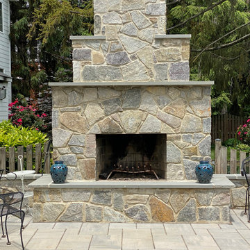 Nicolock Paver Patio with Fireplace, Small Kitchen and Greenhouse