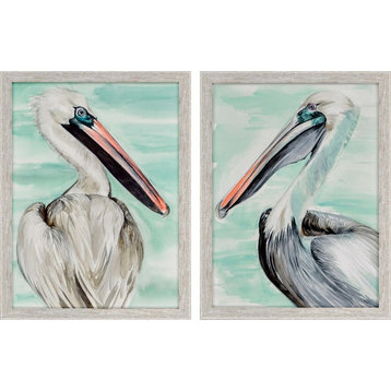 Turquoise Pelican, Set of 2