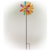 Alpine Colorful Kinetic Wind Spinner Garden Stake with Gems, 86"
