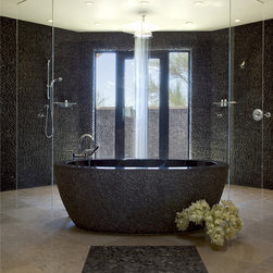 Island Stone Medan Charcol Stack Pebble Bath and Wall - Tile