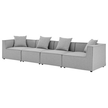 Lounge Sectional Sofa Set, Fabric, Gray, Modern, Outdoor Patio Cafe Bistro