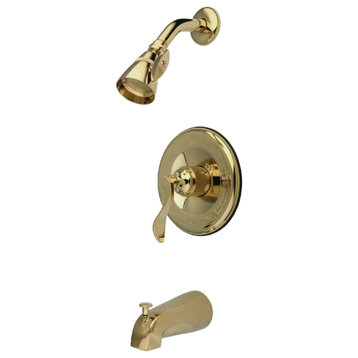 Kingston Brass Pressure Balanced Tub and Shower Faucet, Polished Brass