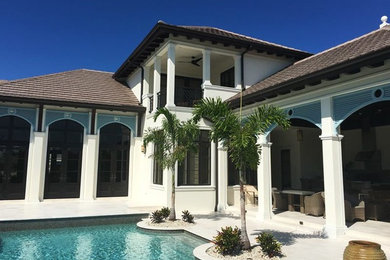 Inspiration for a mediterranean exterior home remodel in Tampa
