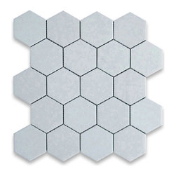 Stone Center Online - Thassos White 3 inch Hexagon Mosaic Tile Honed - Marble from Greece - Mosaic Tile