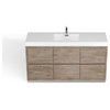 Boutique Bath Vanity, Natural Wood, 60", Single Sink, Freestanding
