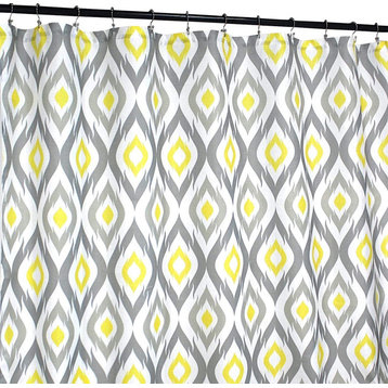 Modern Grey Yellow Geometric Fabric Shower Curtain for Bathroom
