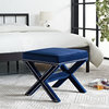Modern Contemporary Urban Design Bedroom Living Room Bench, Navy Blue, Fabric