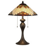 Lite Source - Lite Source LS-23274 Creason - Two Light Table Lamp - Table Lamp, Dark Brown Finished/Tiffany Shade, E27 A 60Wx2.  Shade Included: YesCreason Two Light Table Lamp Dark Brown Tiffany Glass *UL Approved: YES *Energy Star Qualified: n/a  *ADA Certified: n/a  *Number of Lights: Lamp: 2-*Wattage:60w E27 A bulb(s) *Bulb Included:No *Bulb Type:E27 A *Finish Type:Dark Brown