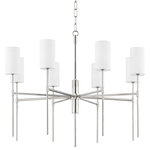 Mitzi by Hudson Valley Lighting - Olivia 8-Light Chandelier, Polished Nickel Finish, White Linen Shade - Features: