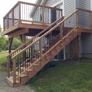 Second floor pressure treated deck with aluminum balusters