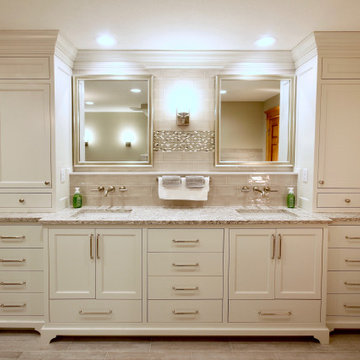 Spacious double vanity with end towers