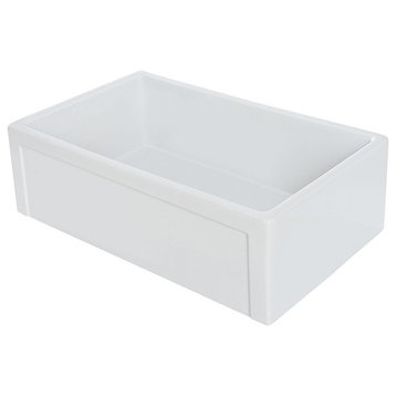 Transolid Aries Super Single Reversible Fireclay Farmhouse Kitchen Sink, White