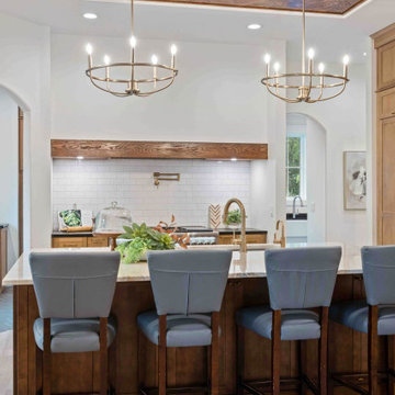 Luxurious Modern Farmhouse Kitchen: Oversized Marble Island, Pro Appliances, and